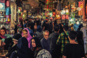 Tehran, Iran - September 30, 2015: People in central bazaar. Grand Bazaar in Tehran is the bigest bazaar in Iran.