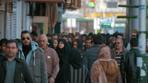 A crowd of Pedestrians walking on the busy streets of Tajrish Market north of Tehran,Iran on August 16th, 2017
